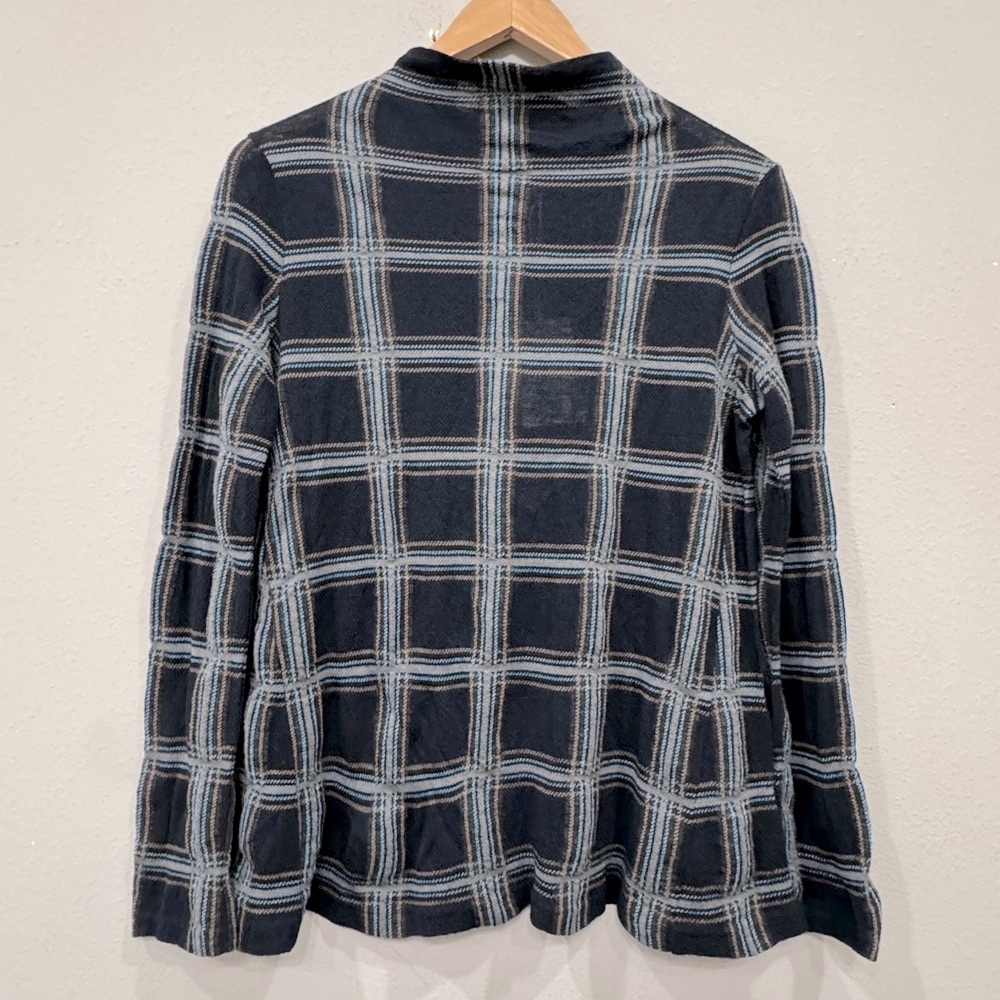 New Circolo 1901 Wool Mock Neck Knit Sweater in Blue Plaid Check $266